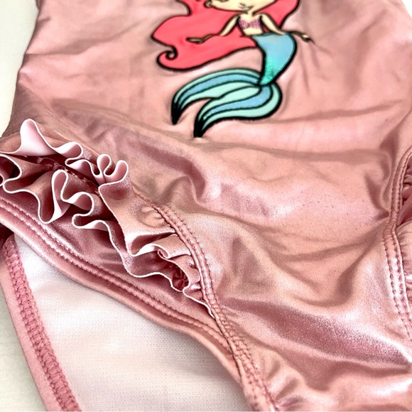 Girls Pink Metallic Ariel one piece bathing suit size 5/6 - Picture 5 of 6